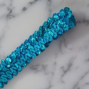 Handmade blue green sequin headband